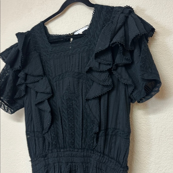LoveShackFancy NWOT Natasha Black Ruffle Mini Dress size XL - Picture 5 of 8
